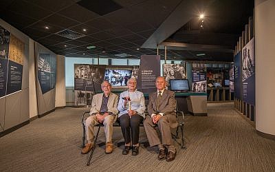 L-R: Survivors Heinz Skyte, Trude Silman and Arek Hersh at the Holocaust Exhibition and Learning Centre (Photo Credit Charlotte Graham)