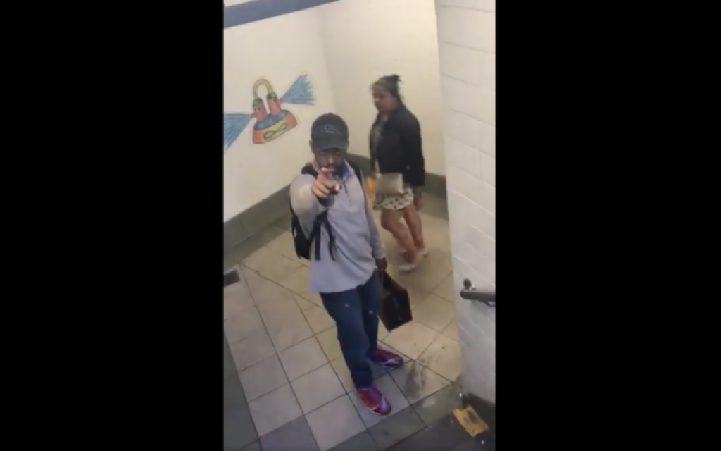 This man verbally assaulted a gay Jewish activist in New York City. (Adam Eli/Twitter via JTA)