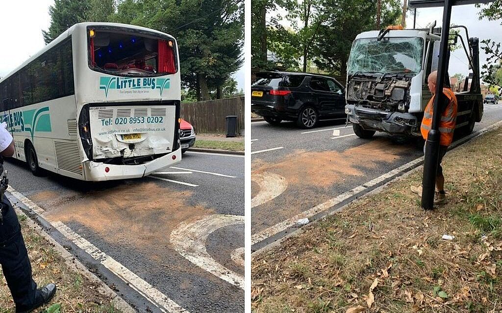A lorry crashed into the back of a schoolbus on Monday September 16 (Credit: Dr Howard Ash)