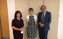 Florette Hyman, director of UKAJLJ (left),  Met Police Commisioner Dame Cressida Dick (middle) and Sir Michael Burton GBE QC chairman of UKAJLJ
