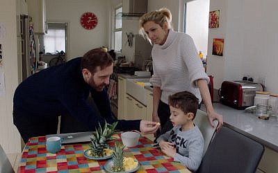 Paul Green, played by Tim Downie (Photo: Gary Sinyor), with his sister Naomi, played by Lucy Montgomery, and her son Joshie, played by Daniel Sinyor