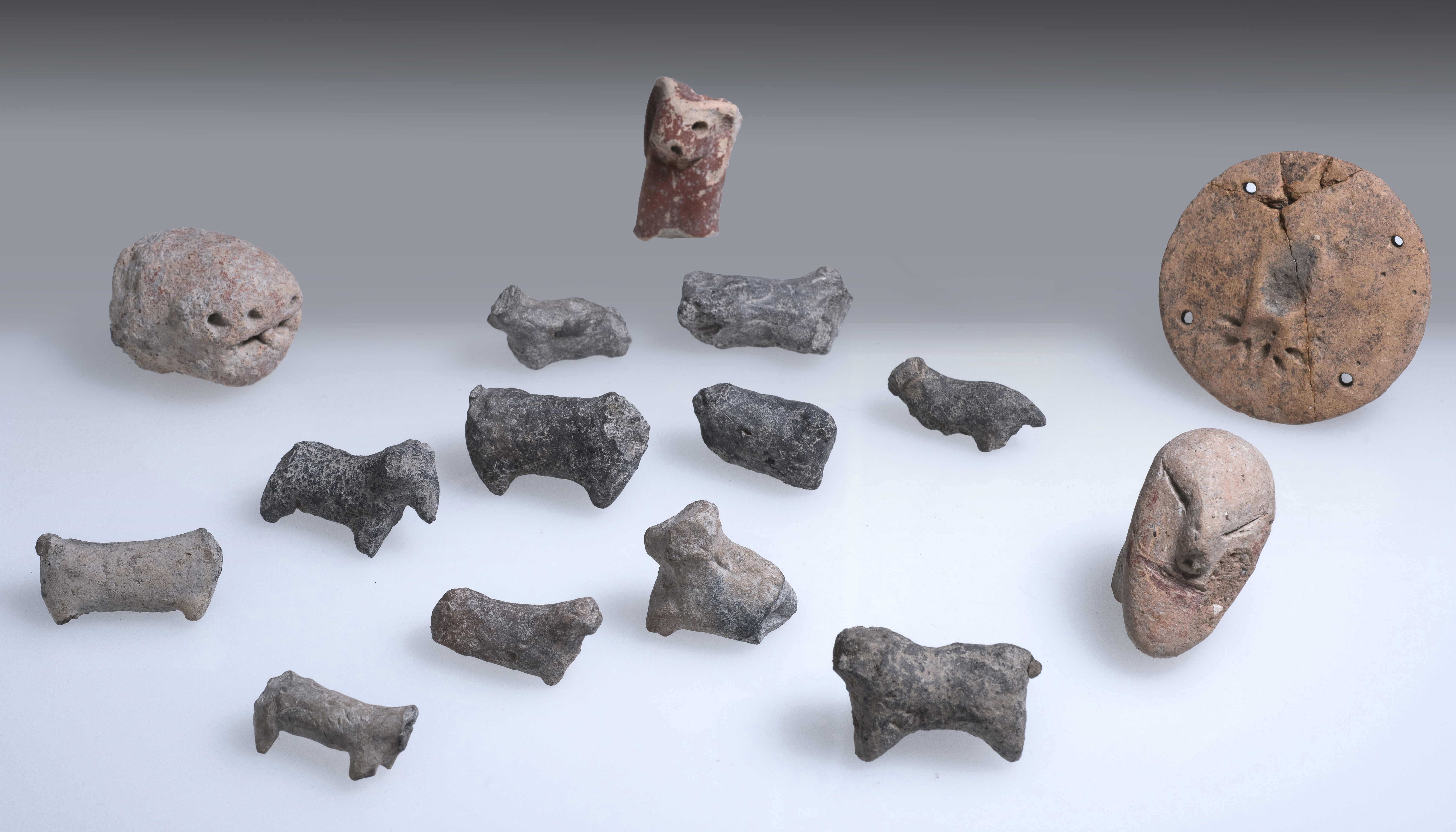 Figurines found at the excavation site. Photo: Clara Amit/Israel Antiquities Authority