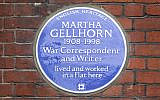 Martha Gellhorn blue plaque, 72 Cadogan Square, London.(English Heritage)