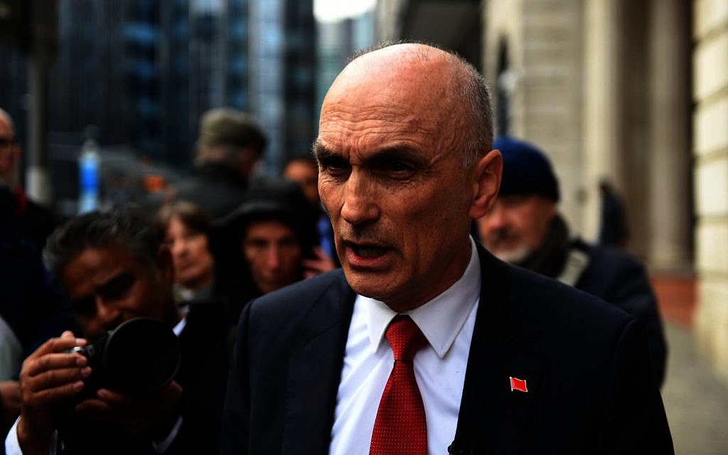 Chris Williamson outside the Birmingham Civil Justice Centre last month (Photo credit: Joe Giddens/PA Wire - Jewish News)