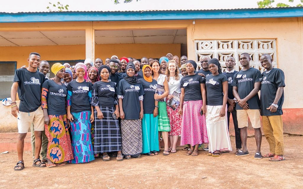 Anita Lowenstein Dent (centre) with volunteers she works with in North Ghana.