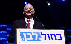 Benny Gantz at a campaign rally. (Credit: Tomer Neuberg-JINIPIX)