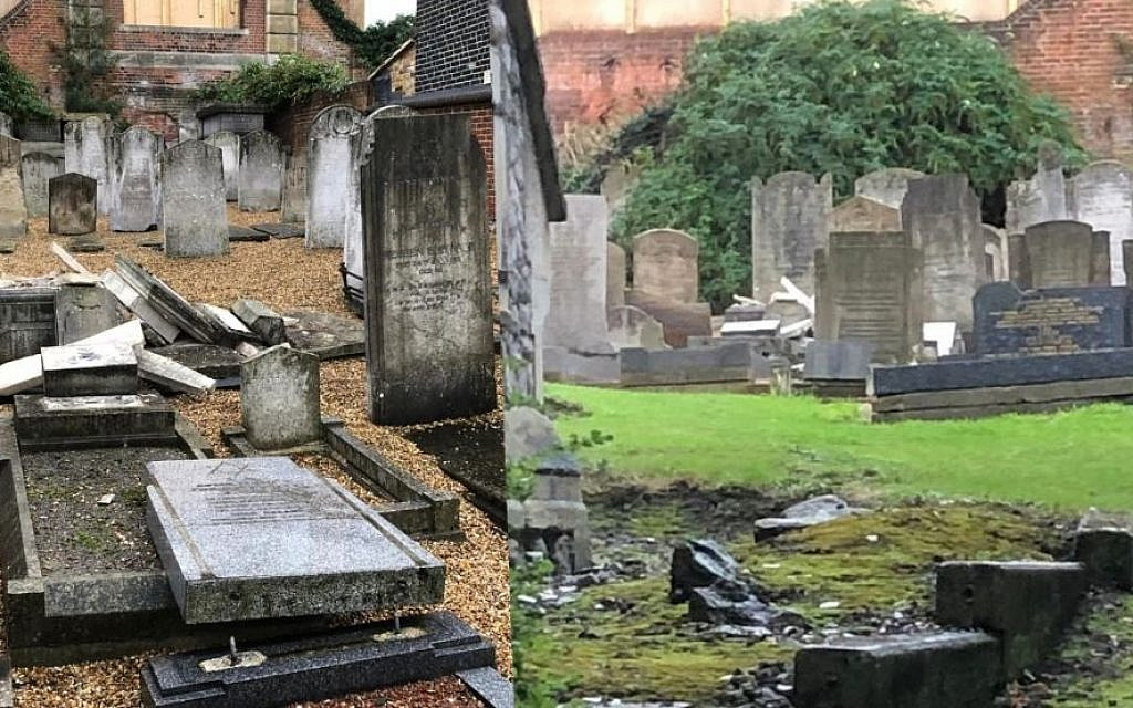 Headstones at Chatham Memorial Synagogue in Rochester were smashed in earlier incident