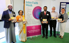 The launch of the 2019 Inter Faith Week programme, with Sheikh Irfan Soni, Ms Trupti Patel, Cllr Tom Aditya, Dr Norman Richardson MBE and Ms Julie Jones.