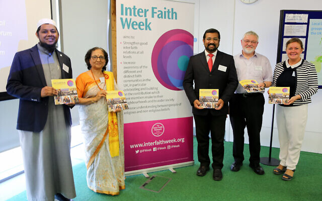 The launch of the 2019 Inter Faith Week programme, with Sheikh Irfan Soni, Ms Trupti Patel, Cllr Tom Aditya, Dr Norman Richardson MBE and Ms Julie Jones.