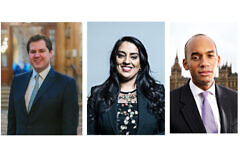 Robert Jenrick, Naz Shah and  Chuka Umunna with feature at the JW3 hustings