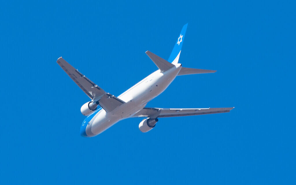 The Prime Minister's plane, a Boeing 767, seen on its first flight test above Tel Aviv, on November 3, 2019. The plane is the Israeli version of Air Force 1, meant to serve the Israeli Prime Minister and the President. Photo by: Nimrod Glikman-JINIPIX