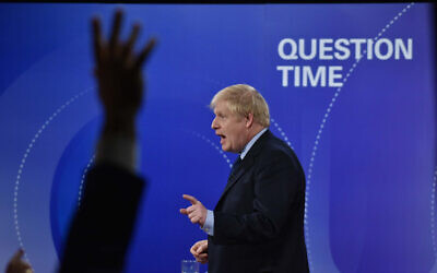 Prime Minister Boris Johnson during the BBC Question Time Leaders' Special at the Octagon in Sheffield. (Photo credit should read: Jeff Overs/PA Wire)