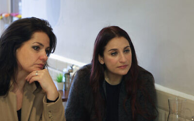 Former Labour MP Luciana Berger (right) and former Tory and Independent Group for Change MP Heidi Allen, speak to the media during a visit to Falafel Feast, in Finchley, North London. (Photo credit: Luciana Guerra/PA Wire)