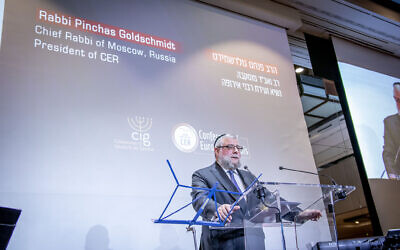 CER president Rabbi Pinchas Goldschmidt speaking at an event in Geneva. 
(picture credit: Eli Itkin)