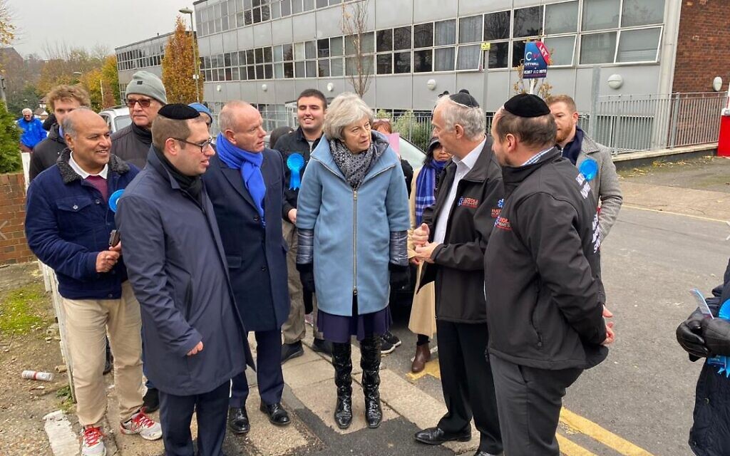 Theresa May speaking to Hatzolah volunteers in Golders Green (credit: Mike Freer)
