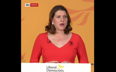 Jo Swinson at her campaign launch (Credit: Sky News)