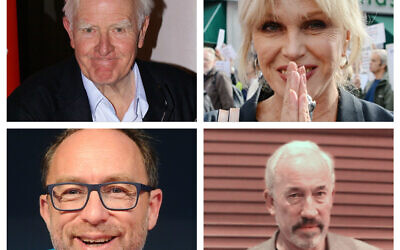 John le Carre, Joanna Lumley,, Jimmy Wales and  Simon Callow (WIkipedia