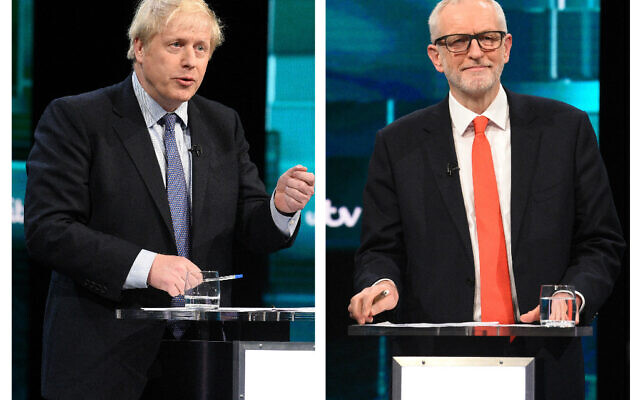ITV pic of Jeremy Corbyn and Boris Johnson during the Election head-to-head debate (Photo credit should read: ITV/PA Wire)