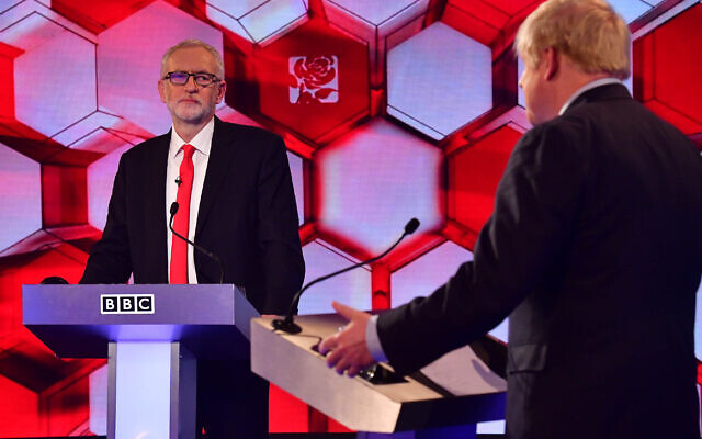 Prime Minister Boris Johnson (right) and Labour leader Jeremy Corbyn going head to head in the BBC Election Debate in Maidstone, (Photo credit: Jeff Overs/BBC/PA Wire)
