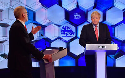 Prime Minister Boris Johnson and Labour leader Jeremy Corbyn (left) going head to head in the BBC Election Debate. (Photo credit: Jeff Overs/BBC/PA Wire)