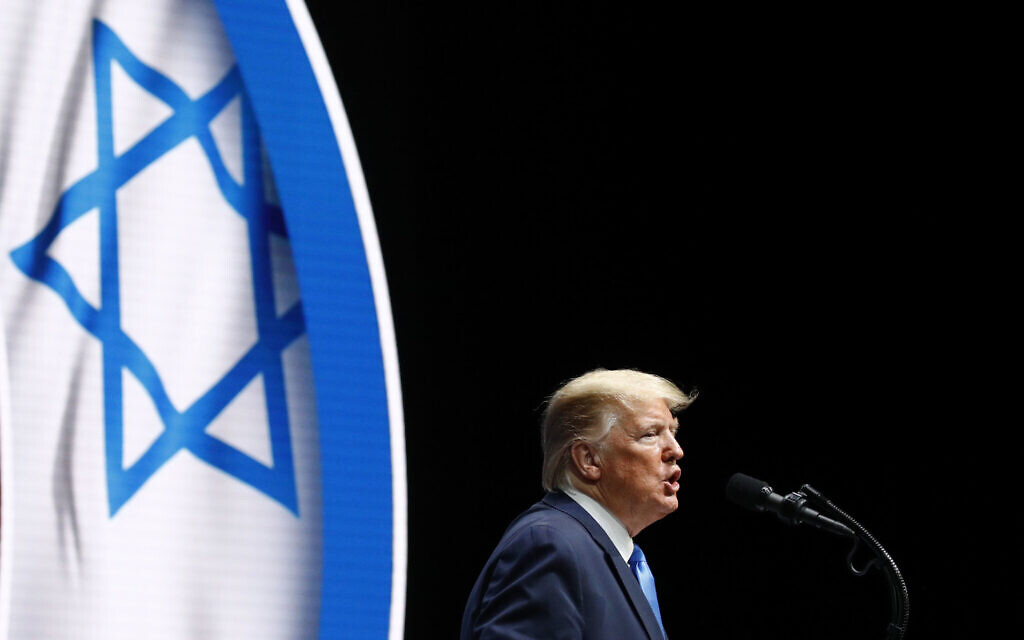 President Donald Trump speaks at the Israeli American Council National Summit in Hollywood, Fla., Saturday, Dec. 7, 2019. (AP Photo/Patrick Semansky)