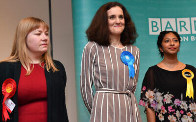 Theresa Villers after she was re-elected as MP for Chipping Barnet at Allainz Park, London in the 2019 General Election. (Photo credit: Jacob King/PA Wire)