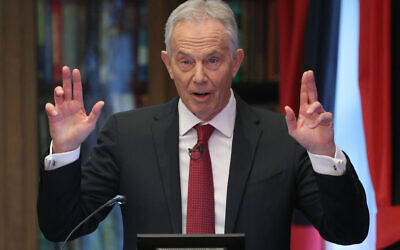 Former prime minister Tony Blair gives a speech on the future of the Labour Party and progressive politics at the Hallam Conference Centre in central London. Photo credit: Yui Mok/PA Wire