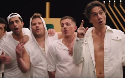 Late, Late Show host James Corden teams up with Jewish celebrities Zach Braff and Charlie Puth for a fun Chanukah spoof music video