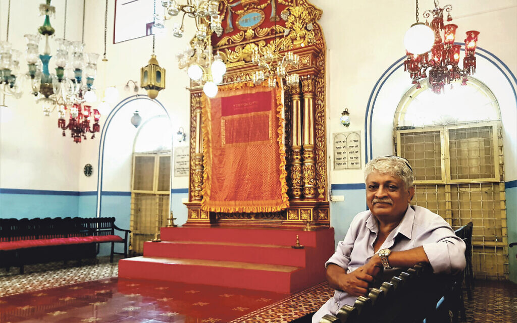 Elias Josephai at the Kochi synagogue in Kerala which he runs all alone