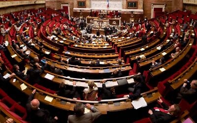 The debating chamber of the French National Assembly in Paris
