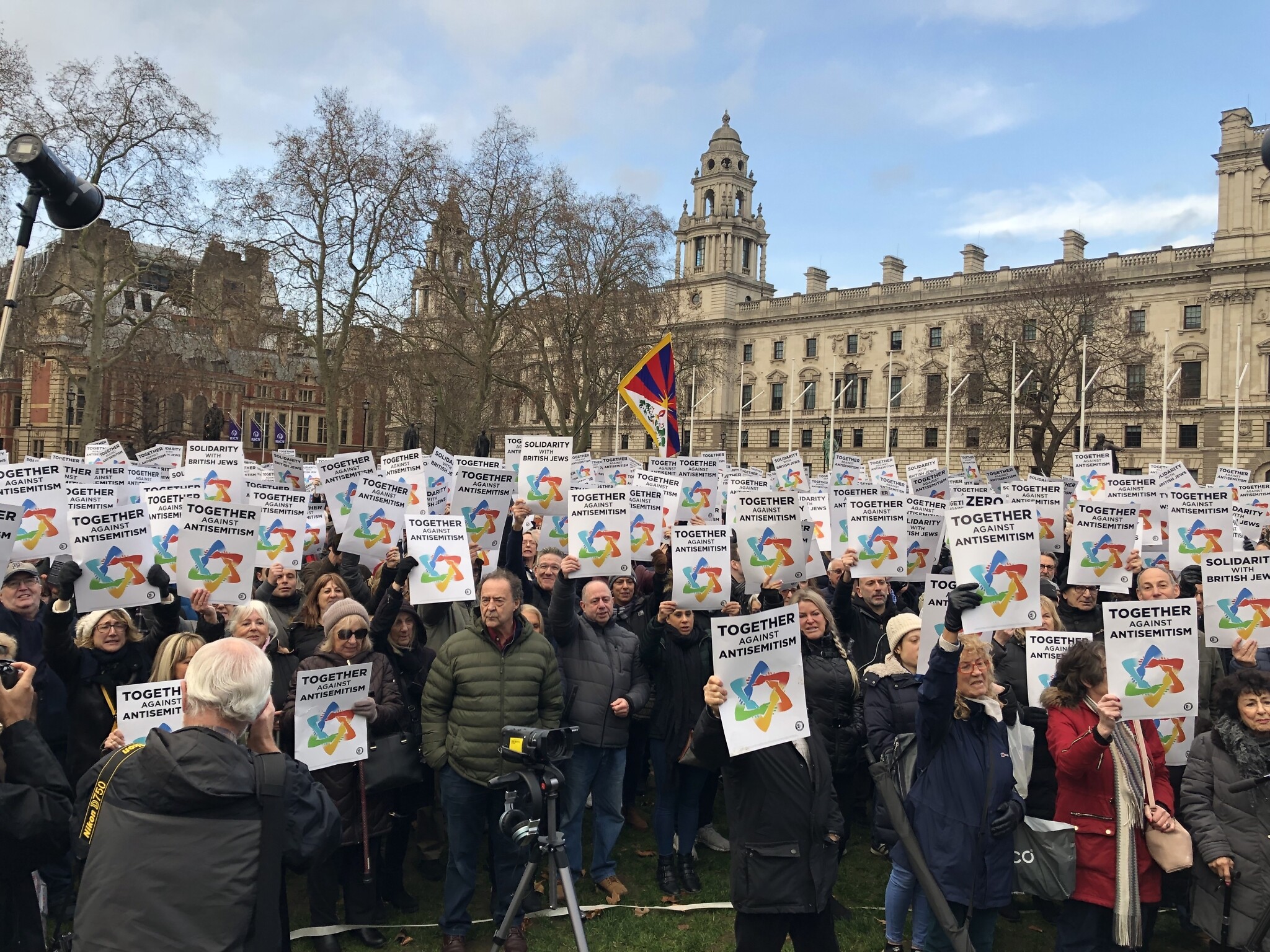 Thousands gathered in Parliament Square last year to protest against antisemitism