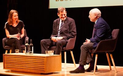 From left: lecturer and facilitator Julia Wagner in conversation with filmmaker Howard Rosenman and novelist Andre Aciman at JW3 in London