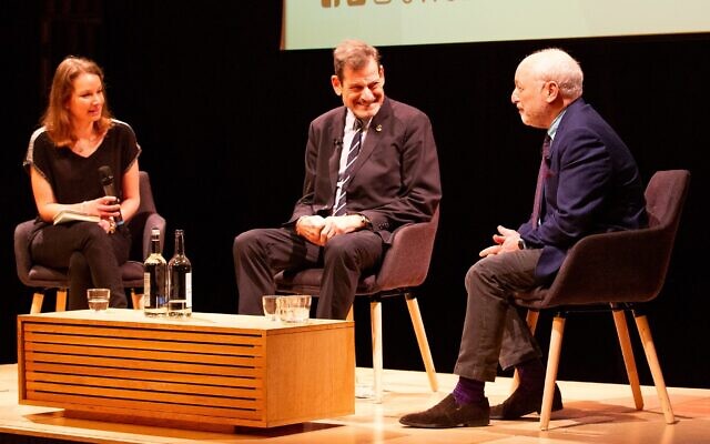 From left: lecturer and facilitator Julia Wagner in conversation with filmmaker Howard Rosenman and novelist Andre Aciman at JW3 in London