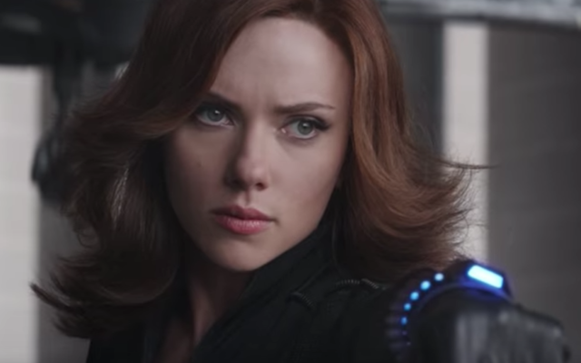Scarlett Johansson as the Black Widow superhero (credit: YouTube)
