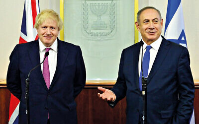 UK PM Boris Johnson with Israeli counterpart Benjamin Netanyahu in 2019