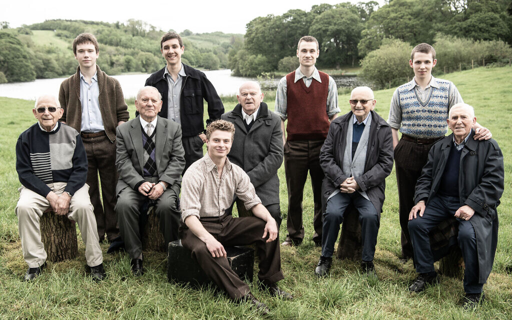Survivors with actors who portrayed them during the Windermere Children BBC drama. Pictured from left to right, Chaim ‘Harry’ Olmer, Kacper Swietek, Arek Hersh MBE, Tomasz Studzinski, Pascal Fischer, Sir Ben Helfgott, Marek Wrobelewski, Sam Laskier, Kuba Sprenger, Ike Alterman (Credit: Wall to Wall/ZDF / Helen Sloan)