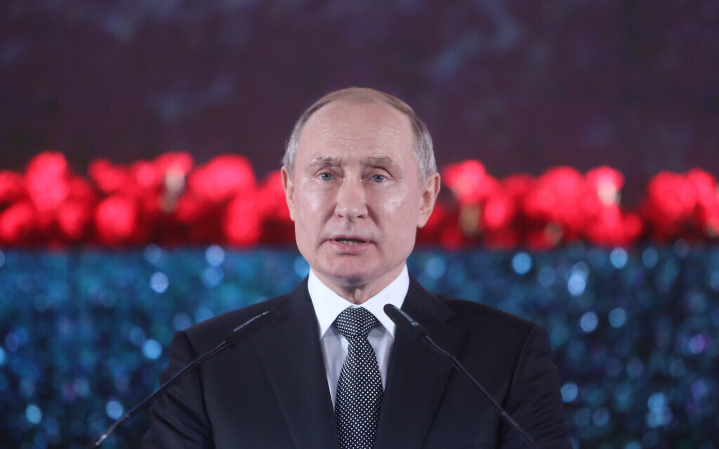 Russian President Vladimir Putin delivering a speech during the dedication of a monument honoring the veterans and victims of the siege of Leningrad in Gan Sacherin Jerusalem. ahead of the Fifth World Holocaust Forum in Jerusalem, Israel, 23 January 2020. Photo by: MARC ISRAEL SELLEM-JINIPIX