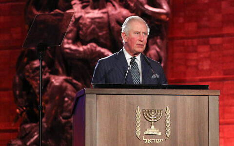 Britain's Prince Charles speaks during the Fifth World Holocaust Forum at the Yad Vashem Holocaust memorial museum in Jerusalem, Israel, 23 January 2020. The event marking the 75th anniversary of the liberation of Auschwitz under the title 'Remembering the Holocaust: Fighting Antisemitism' is held to preserve the memory of the Holocaust atrocities by Nazi Germany during World War II. Photo by: Yonatan Sindel-JINIPIX