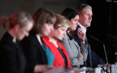 (left to right) Rebecca Long-Bailey, Jess Phillips, Emily Thornberry, Lisa Nandy and Keir Starmer during the Labour leadership husting at the ACC Liverpool. (Photo credit: Danny Lawson/PA Wire)
