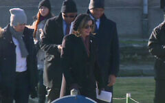 U.S. House Speaker Nancy Pelosi, centre, and a Congressional delegation during a visit to the former Nazi death camp of Auschwitz-Birkenau, Poland, Tuesday Jan (TVN via AP) U.S. House Speaker Nancy Pelosi, centre, and a Congressional delegation during a visit to the former Nazi death camp of Auschwitz-Birkenau, Poland, Tuesday Jan (TVN via AP)
