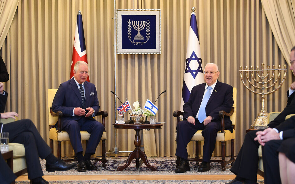 The Prince of Wales meets President Reuven Rivlin at his official residence in Jerusalem on the first day of his visit to Israel and the occupied Palestinian territories. (Photo credit: Victoria Jones/PA Wire)