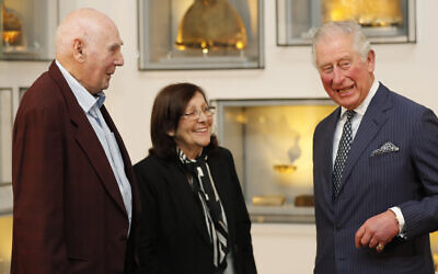 The Prince of Wales (right) meets George Shefi and Marta Wise at a reception for British Holocaust survivors at the Israel Museum in Jerusalem on the first day of his visit to Israel and the occupied Palestinian territories. PA Photo. Picture date: Thursday January 23, 2020. Photo credit: Frank Augstein/PA Wire