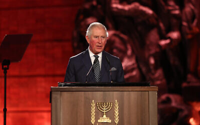 Prince of Wales speaking at the World Holocaust Forum at Yad Vashem, the World Holocaust Remembrance Centre in Jerusalem 

(Photo credit: Oded Karni/Government Press Office/PA Wire)