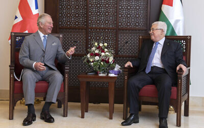The Prince of Wales meets President Mahmoud Abbas at his official residence in Bethlehem on the second day of his trip to Israel and the occupied Palestinian territories. PA Photo. Picture date: Friday January 24, 2020. See PA story ROYAL Charles. Photo credit should read: Julian Simmonds/The Daily Telegraph/PA Wire