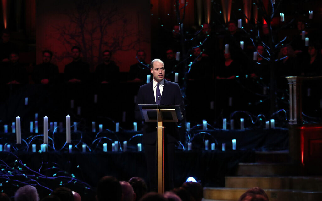 The Duke of Cambridge speaking during the UK Holocaust Memorial Day Commemorative Ceremony at Central Hall in Westminster, London. (Photo credit: Chris Jackson/PA Wire)