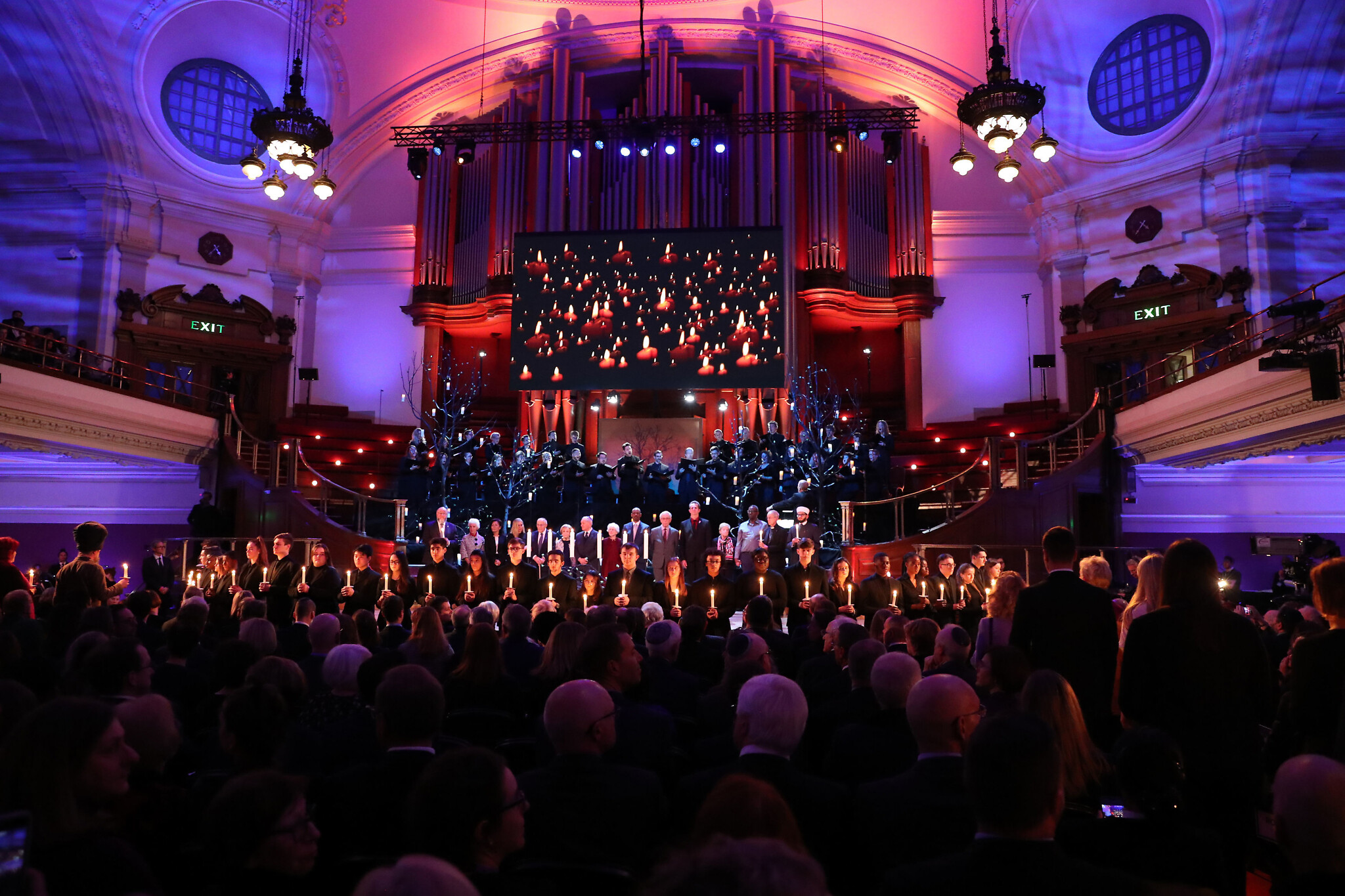 Sleep by Eric Whitacre, performed by the Fourth Choir and the Wallace Ensemble  during the UK Holocaust Memorial Day Commemorative Ceremony at Central Hall in Westminster, London. PA Photo.  (Photo credit: Chris Jackson/PA Wire)