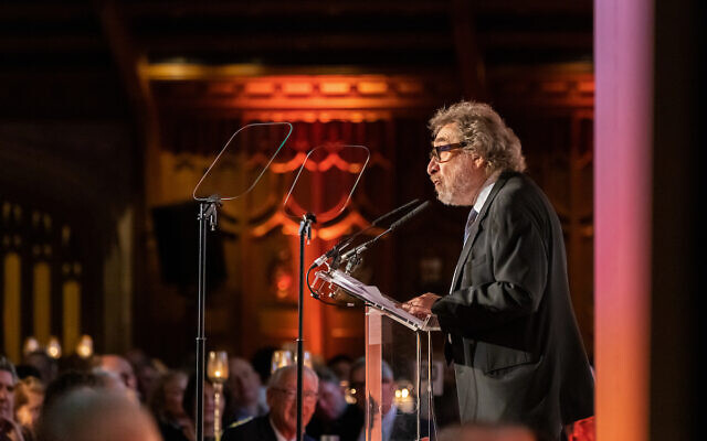Howard Jacobson speaking at Nightingale Hammerson's gala dinner. (Blake Ezra Photography)