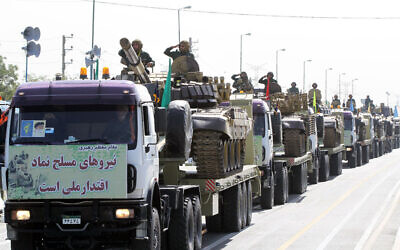 IRGC tank in 2012 military parade in Tehran
 (Wikipedia/Author: Mohammad Sadegh Heydari/Source: http://www.ypa.ir/media/k2/galleries/517/02.jpg/ Creative Commons Attribution 4.0 International license.)