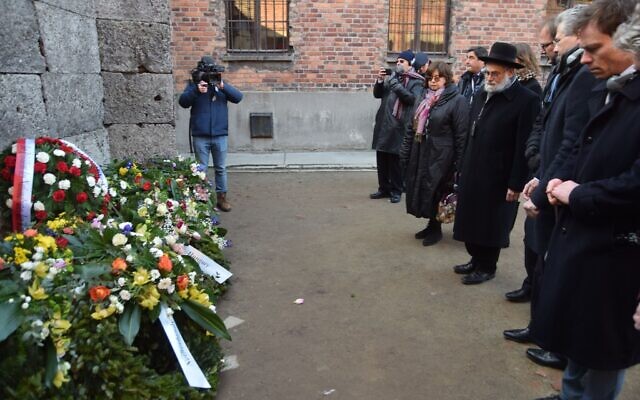 Delegates laid wreaths at the Death Wall (Credit: Yoni Rykner)