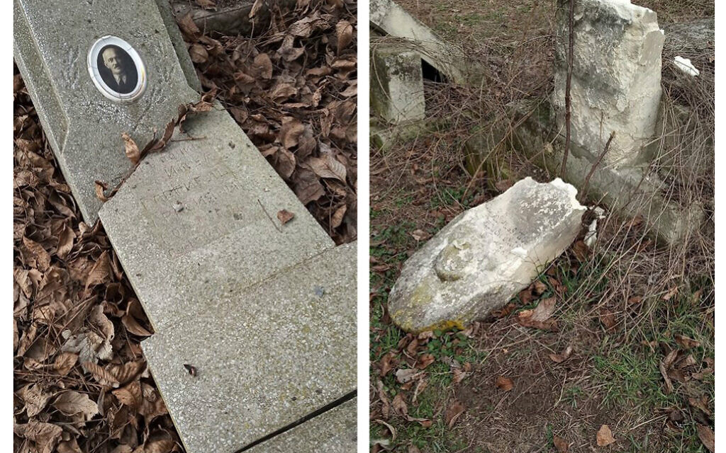 Gravestones vandalised in Bulgaria. 

(Credit: Organisation of the Jews in Bulgaria - Организация на евреите в България "Шалом" @ShalomBulgariaOrganization)